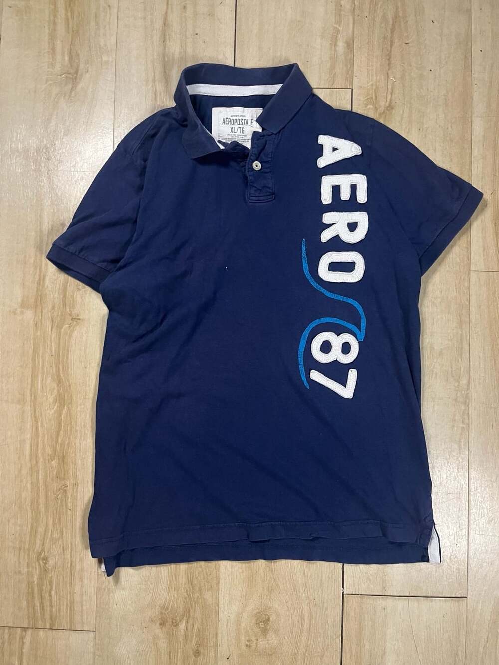 Aeropostale Aero 87 Jersey Polo Size L Blue